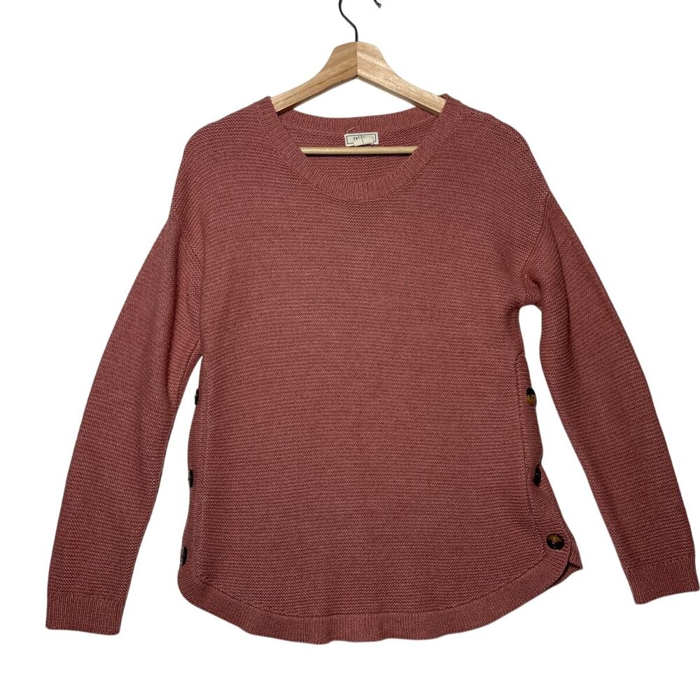 Fat Face Emmy Knit Jumper Sweater Button Detail Pink Mauve Sz 6 M Casual Relaxed